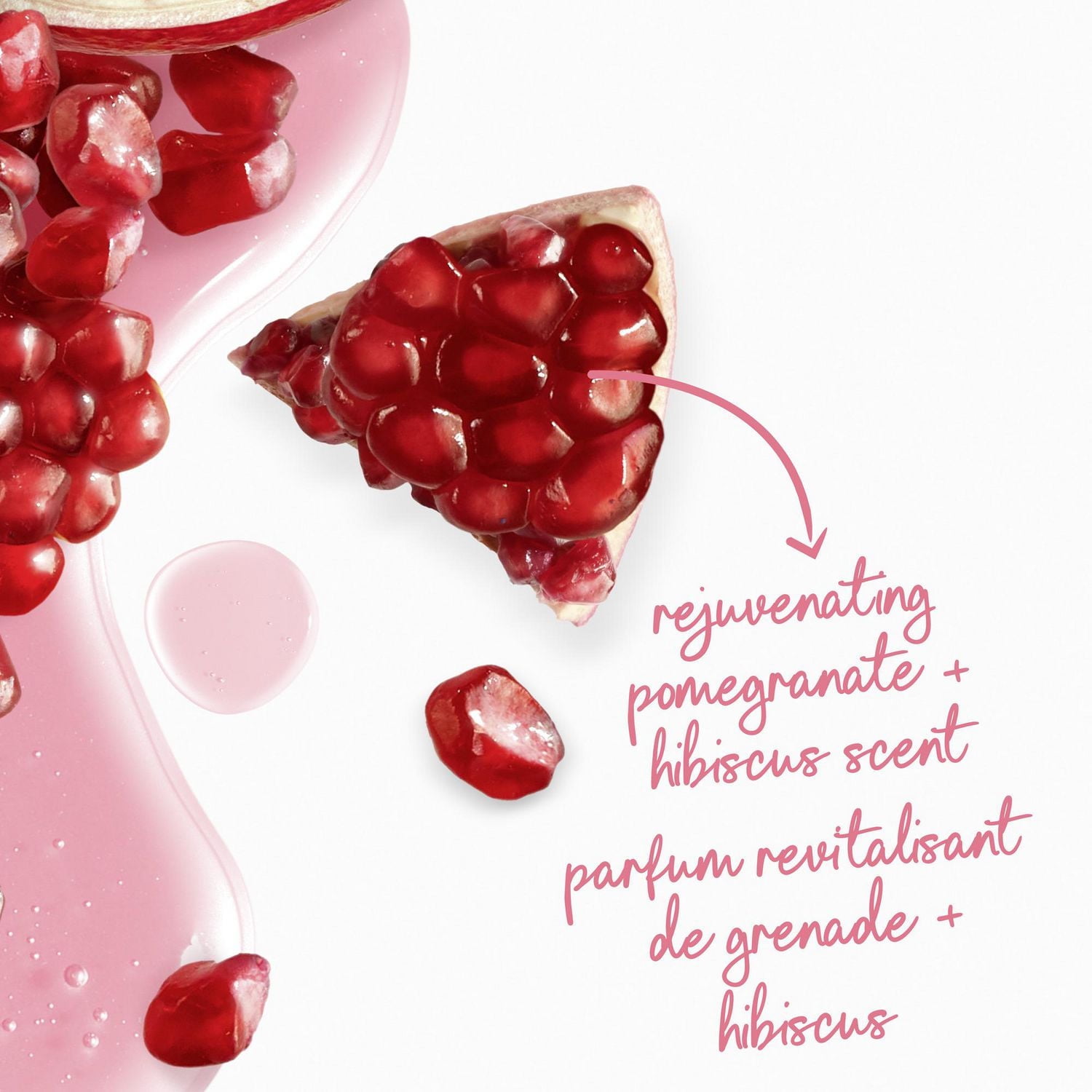 Nettoyant Corporel avec Pompe pour une Peau Douce comme une Lotion pendant 24 heures, Dove Rejuvenate Grenade et Hibiscus