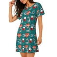 thumbnail image 2 of Fotbe Medical Elements Bata de Dormir para Mujer con Estampado, Camisón de Algodón de Manga Corta, Ropa de Dormir Casual, 2 of 6