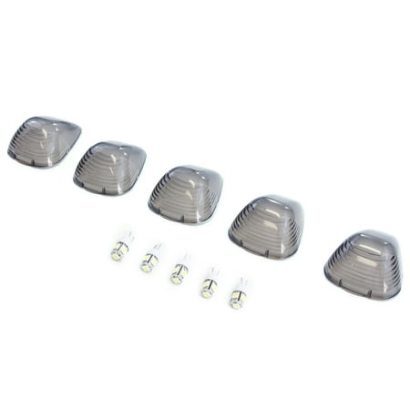Duty Lid - Compatible with Ford Super Duty 1999-2016 SD 5-Piece Smoked Lens White LED Cab Roof Running Marker Light Replacement Set DOT Compliant (covers and clear lights only)