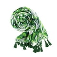 thumbnail image 4 of Womens Cozy Tassels Oblong Cotton Scarf Lightweight Shawls Wrap (Tropical Leaf/Green), 4 of 4