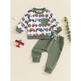thumbnail image 3 of Aojekbee Baby Boys Pants Set, Long Sleeve Crew Neck Tractor Print Sweatshirt with Elastic Waist Sweatpants Infant Clothes, 3 of 9