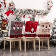 thumbnail image 4 of AMERTEER Clearance Christmas Decorations Plaid Cloth Chair Back Cover Linen Machine Embroidered Faceless Old Man Chair Cover Three Colors, 4 of 4
