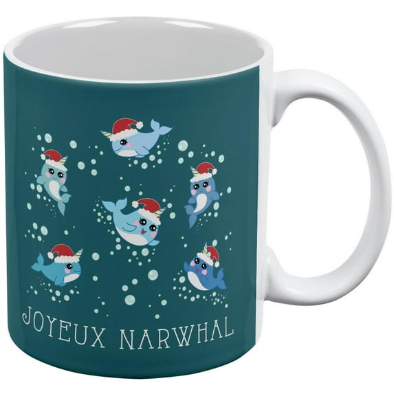 Christmas Joyeux Narwhal Noel All Over Coffee Mug