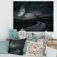 thumbnail image 2 of Designart 'The Meadow Under Full Moon With Rural Road Through ' Nautical & Coastal Framed Canvas Wall Art Print, 2 of 5