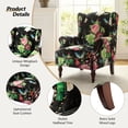 thumbnail image 3 of Tina's Home Wingback Accent Chair with Floral Pattern, Traditional Fabric Armchair Nailhead Trim Wooden Legs for Living Room Bedroom Black, 3 of 8