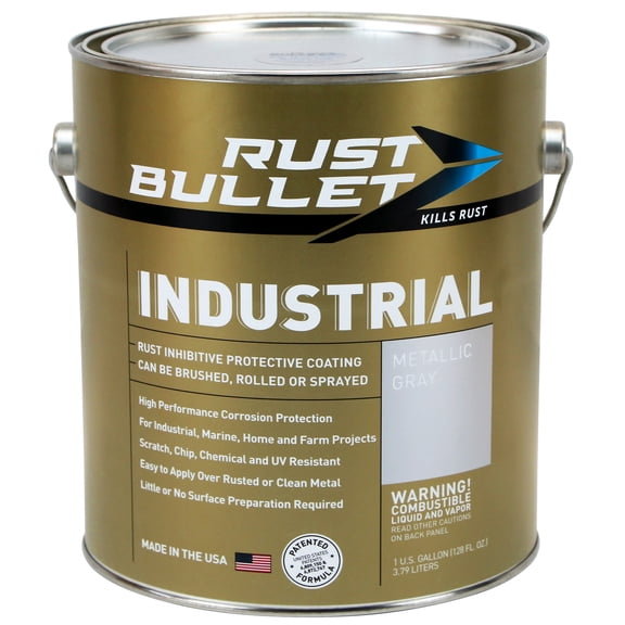 Rust Bullet Industrial - Metallic Gray - Gallon - Rust Preventative Coating for Industrial, Marine, Home and Farm Projects, Chip and UV Resistant, Durable Finish