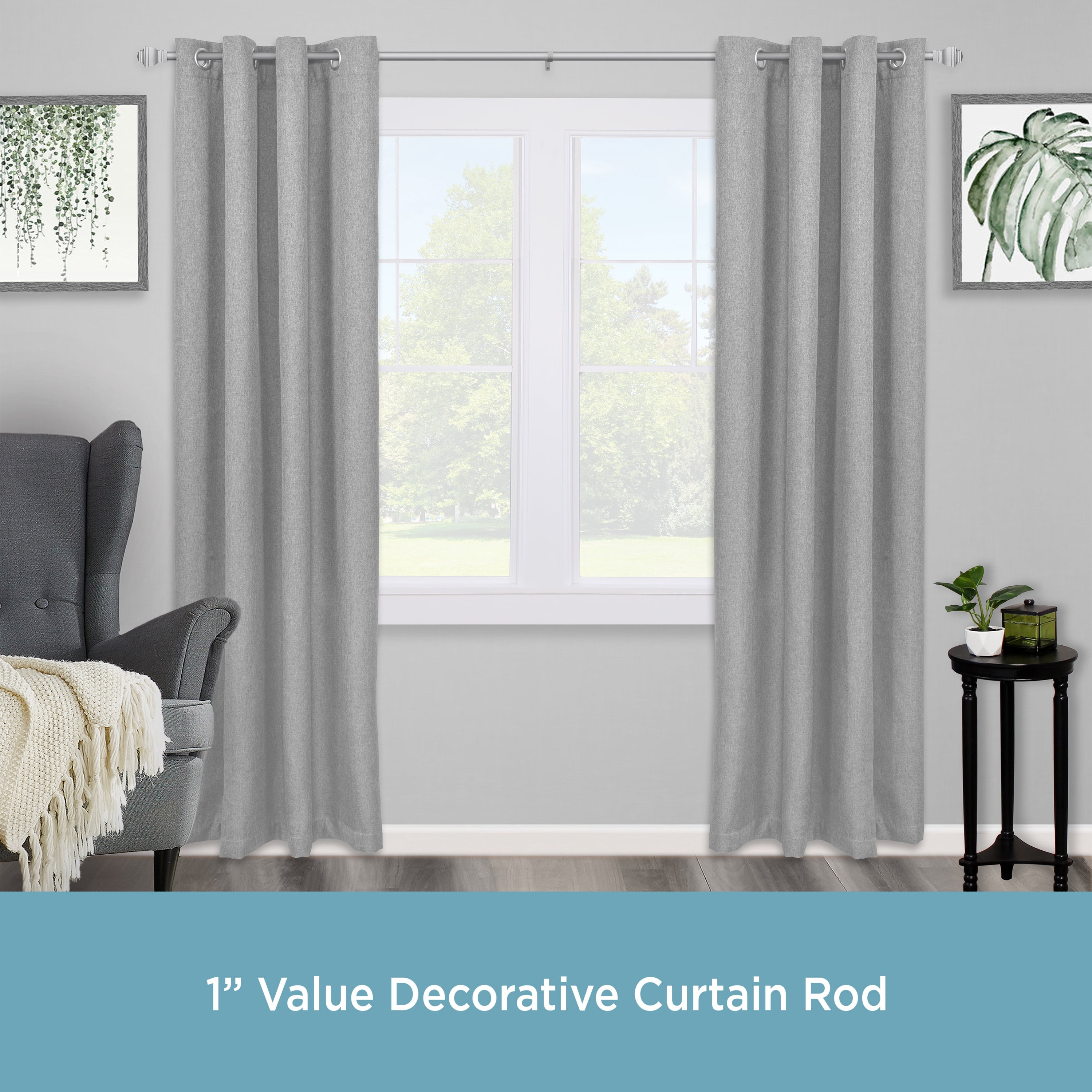 Kenney Riley Adjustable Window Curtain Rod, 30-84 Inch, Satin Nickel Finish