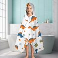 thumbnail image 6 of White Dinosaurs Geometric Plants Pattern Hooded Bath Towel，60"x35" for Ages 3 To 12 Kids, Quick Dry Lightweight Soft Microfiber Hood Beach Towel Cover Up for Kids, 6 of 7