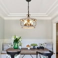 thumbnail image 4 of Bella Depot 5-Light Distressed White Rustic Wood Caged Chandelier Pendant Light for Farmhouse Kitchen Island, 4 of 9