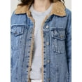 thumbnail image 6 of Women Sherpa Fleece Lined Jeans Jacket Denim Trench Coat Thicken Button Down Trucker Coat Overcoat, 6 of 8