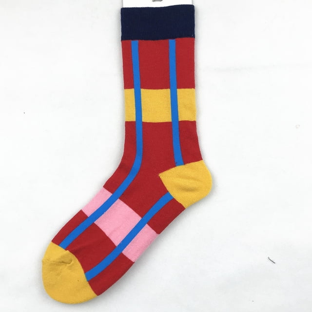 Calcetines de moda para hombre y mujer, calcetines de algodón de tubo largo para hombre, calcetines de jacquard con frutas de colores y animales, calcetines felices