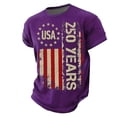 thumbnail image 2 of ZHOGXU Men T Shirt Short Sleeve Round Neck 250 Years Print Comfortable Breathable Tee Top For Independence Day Celebration,Purple,M, 2 of 3