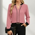 thumbnail image 2 of EDFBUYKRS Fall Tops for Women Long Sleeve Lace Trim V Neck Blouses Dressy Casual A Line Tunic Shirts S, 2 of 6