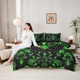 thumbnail image 4 of Manfei Victorian Damask 7pcs Bedding King Size, Vintage Baroque Floral Comforter Sets with Sheets, Black Green Bed Set, Breathable Bedroom Decor, 4 of 6