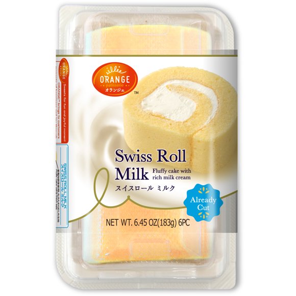 "ORANGE" Japanese Swiss Roll Cake, Milk Cream, 183g, Frozen, Swiss Roll Cake Milk