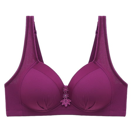 

KaLI_store Lingerie for Women Women s Lace Bra Underwire Balconette Unlined Demi Sheer Plus Size Purple 0/90BC