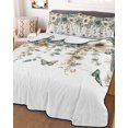 thumbnail image 2 of Quilts Full Size, Teal Floral Soft Comforter Bedding Set for Bed, Weeping Beige Turquoise Flowers Summer Lightweight Quilted Bedspread with Pillow Cover(2 Pieces) for All Season, 78x90 Inch, 2 of 6