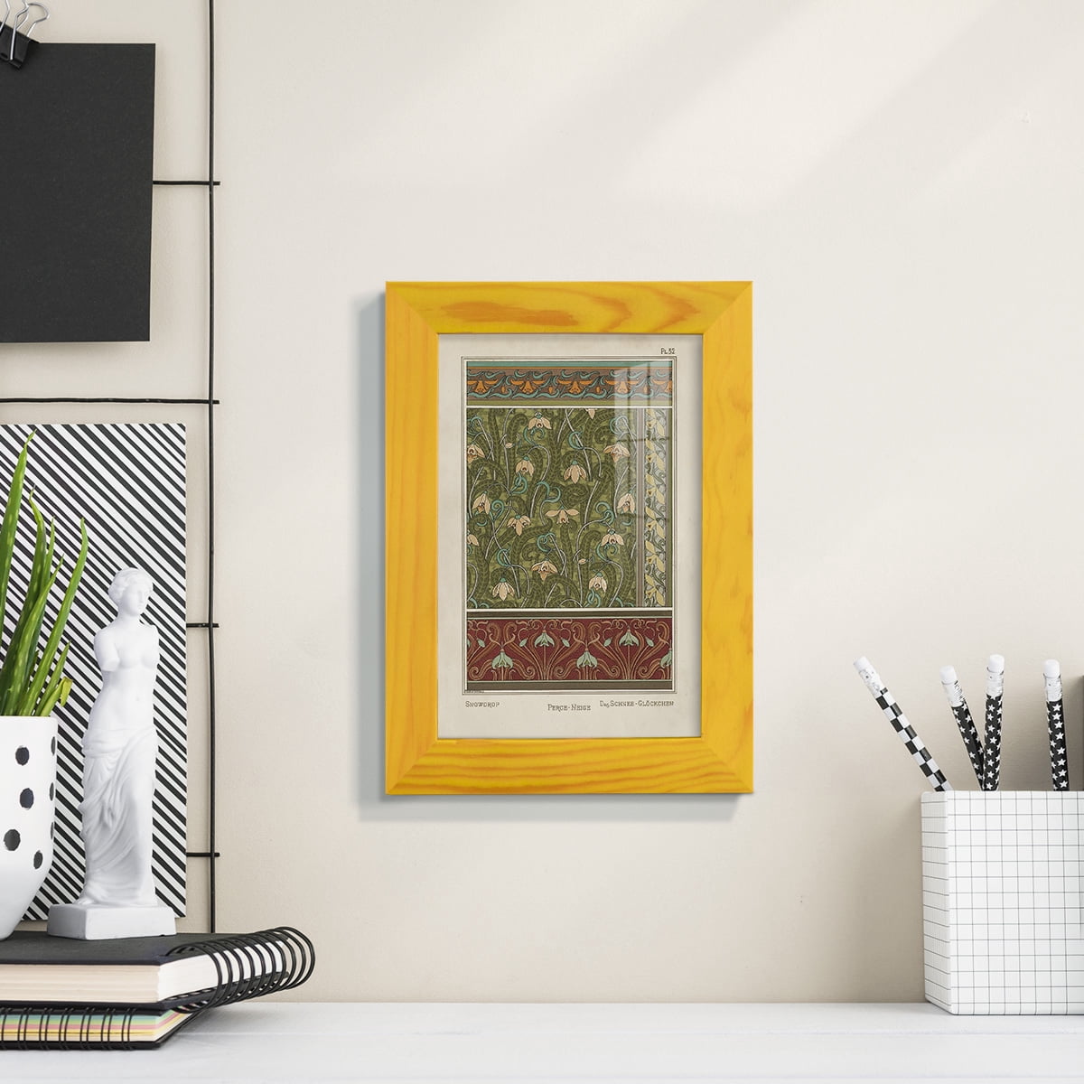 Nouveau Decorative VI - Framed Print w/glass - Sunflower Yellow