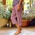 thumbnail image 5 of Edvintorg Women Capri Pants Plus Size Cotton Elastic Waisted Casual Capris Trouser with Pockets Fashion Clothing Pink XXXXL, 5 of 8