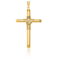 thumbnail image 5 of 14K Solid Yellow Gold Wrap Tube Latin Mexican Holy Cross Necklace Religious Chain Pendant Jesus Christ Charm, 5 of 13