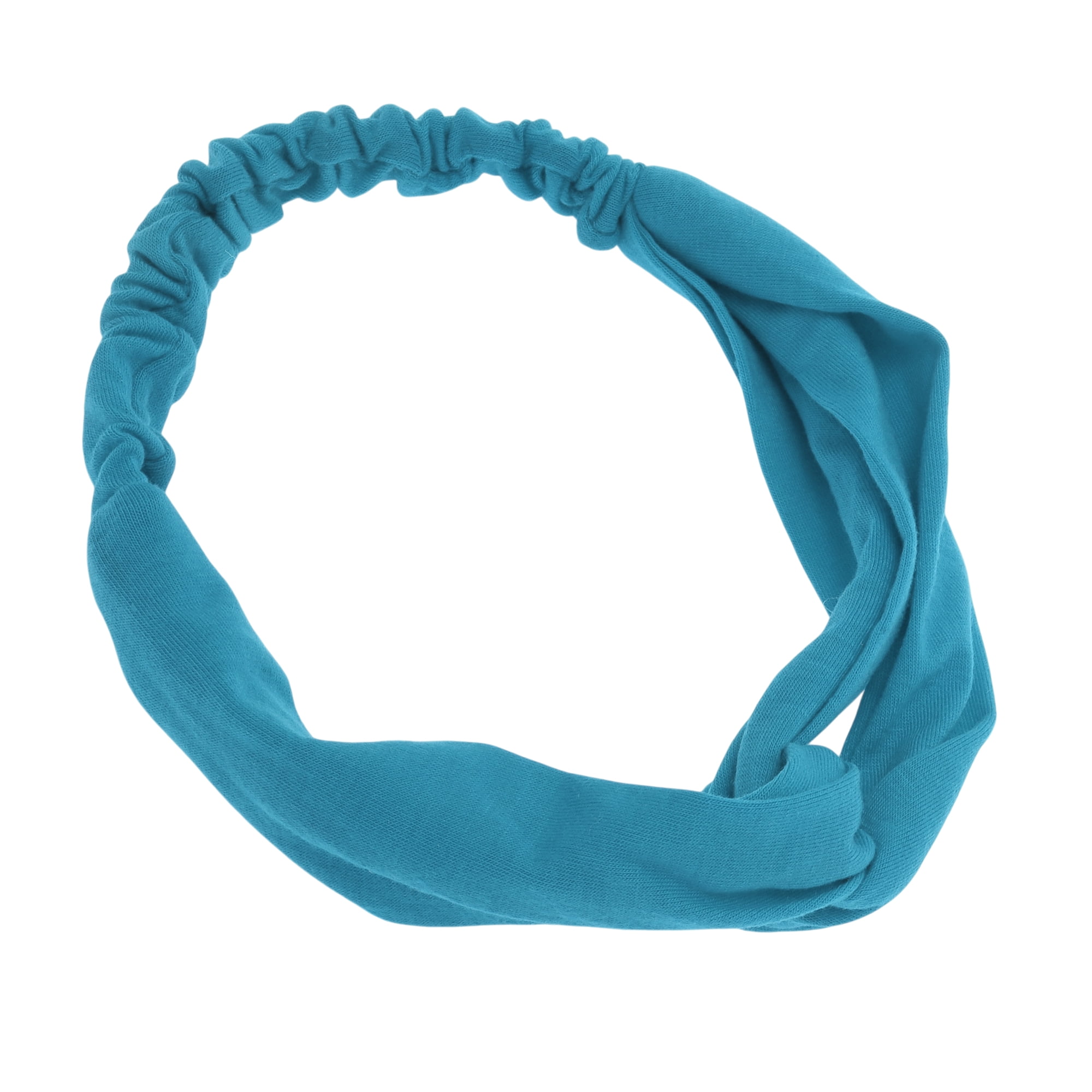 Unique Bargains Stylish Simple Solid Elastic Cross Headwrap Light Blue