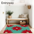 thumbnail image 3 of ODIKA 5'x7' Machine Washable Non-Slip Area Rug, Vintage Poinsettia Bloom Merry Holiday Pair High Traffic Rug, Red, 625486, 3 of 7