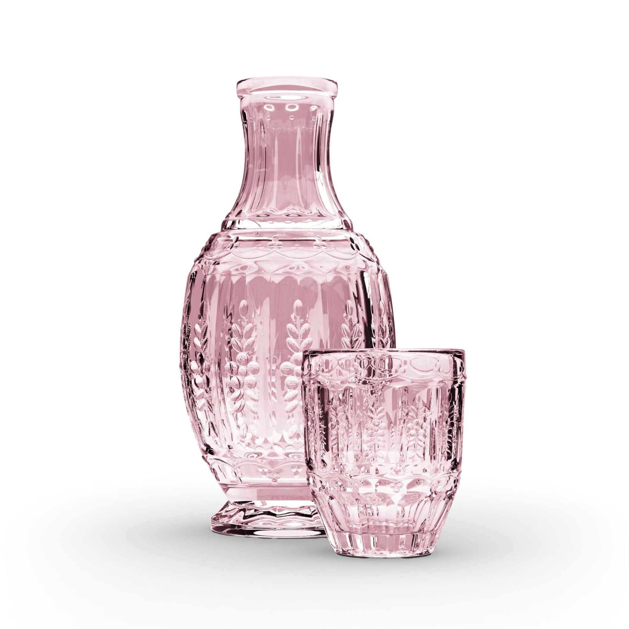 Zanzer Pink/Purple Vintage Bedside Night Carafe Set with