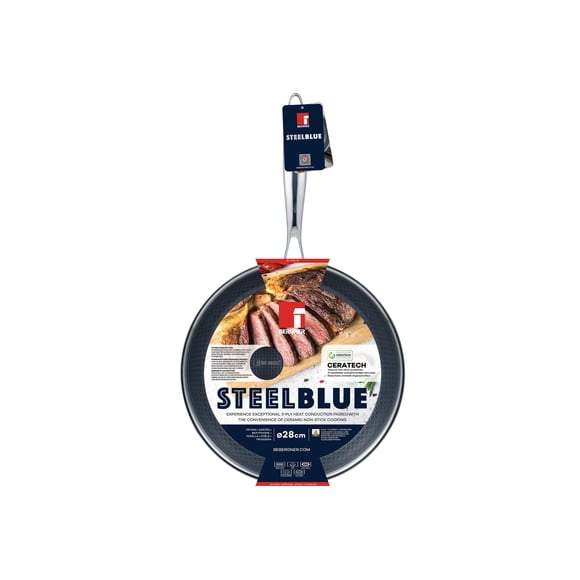 Sartén 28 cm Acero Inox SteelBlue Bergner Antiadherente Inducción