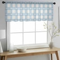 thumbnail image 2 of Blue Plaid Valance Curtains for Kitchen/Living Room/Bathroom/Bedroom Window, Rod Pocket Small Topper Half Short Window Curtains Voile Sheer Scarf, Country Cute Love Pastoral Heart Lattice 42"x18", 2 of 8
