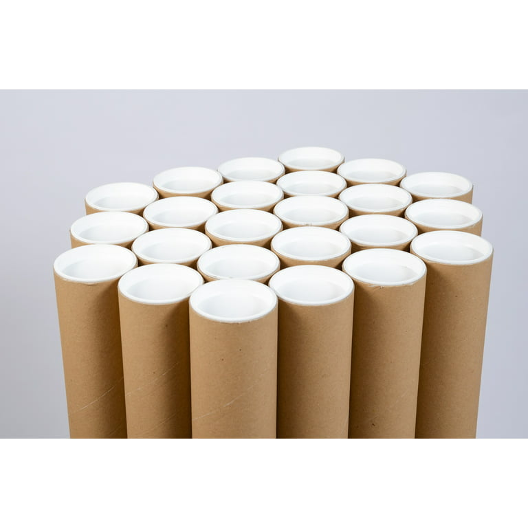 Tubeequeen Kraft Mailing Tubes with End Caps - Art Shipping Tubes 2-Inch x 24-Inch L, 24 Pack, Women's, Brown