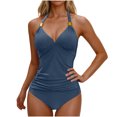 thumbnail image 2 of Wancir Women's Bikini Sets Women's Split High Waisted Solid Color Swimsuit Conservative and Fashionable Bikini Swimsuit, 2 of 6