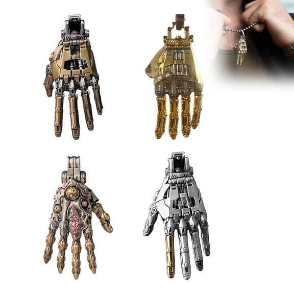 Mechanical Hand Pendant for Necklace Movable Finger Joints Robot Hand Charm Jewelry Steampunks Robotic Arm Jewelry Gift for Men Women