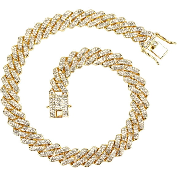 Dog Chain Diamond Cuban Collar Walking Metal Chain Collar Rhinestone Tennis Necklace Alloy Cuban Link Chain Necklace with Snap Lock for Small Medium Large Dogs Cats colorful