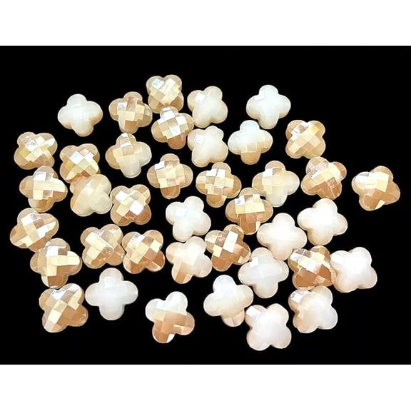 U8MO 16mm Faceted Pretty Yellow Crystal Quartz Four leaf clover Beads 15PCS