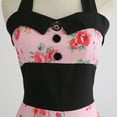 thumbnail image 4 of IBTOM CASTLE Women Vintage 50's 60's Rockabilly Audrey Hepburn Tea Dress Halter Polka Dot Wedding Cocktail 1950s Party Swing Short Gown S Pink Flower, 4 of 8