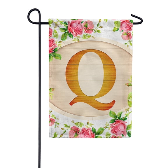 America Forever Spring Monogram Garden Flag Letter Q 12.5 x 18 inches Double Sided Vertical Outdoor, Yard, Lawn, Beautiful Roses, Summer Floral Garden Flag