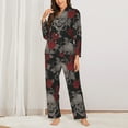 thumbnail image 3 of Disketp Pajamas Set Long Sleeve Sleepwear Womens Button Down Nightwear Pj Sets-Skull And Red Roses, 3 of 9