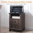 thumbnail image 2 of Merluxy Nightstand Set of 2 with Charging Station, 18" Farmhouse End Table with Storage Drawers & with USB Ports for Living Room, Rustic Oak Black, 2 of 6