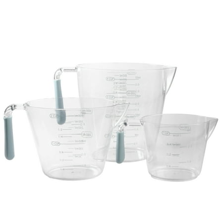 

1 Set 3 Pcs Transparent Plastic Measuring Cups Set Measure Cups (Olive Green)
