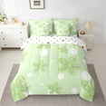 thumbnail image 2 of Feelyou Kawaii Cherry Blossoms Bedding Comforter Set 7pcs, Green Polkadots Abstract King Bedding Sets, Watercolor Flower Reversible Bed Sheets, Luxury Bedroom Decor, 2 of 8