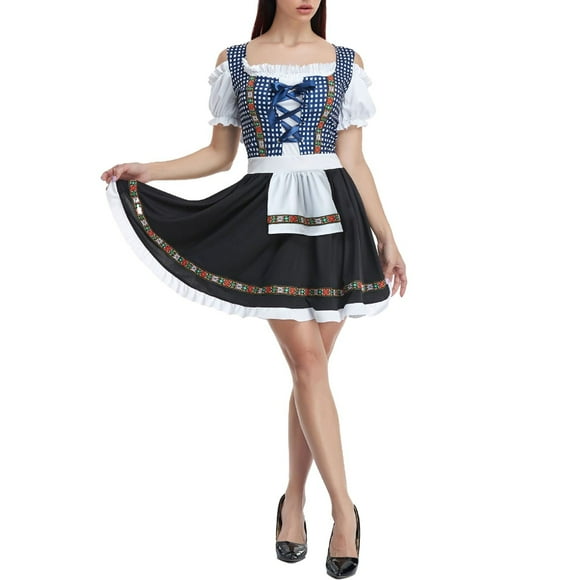 DuoJiaJ German Oktoberfest Dirndl Dress For Women Bavarian Traditional Performance Cosplay Lederhosen Outfit Featival and Party Party Festival Elegant Gown