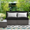 thumbnail image 2 of Costway 2PCS Patio Rattan Armless Sofa Sectional Furniture Conversation W/Black Cushion, 2 of 12