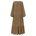 thumbnail image 4 of IROINNID Maxi Dress for Women Plus Size Dress High Collar Solid Color Long Sleeve Winter Fall Basic Maxi Long Dress Daily Vacation Dress ,Brown, 4 of 6