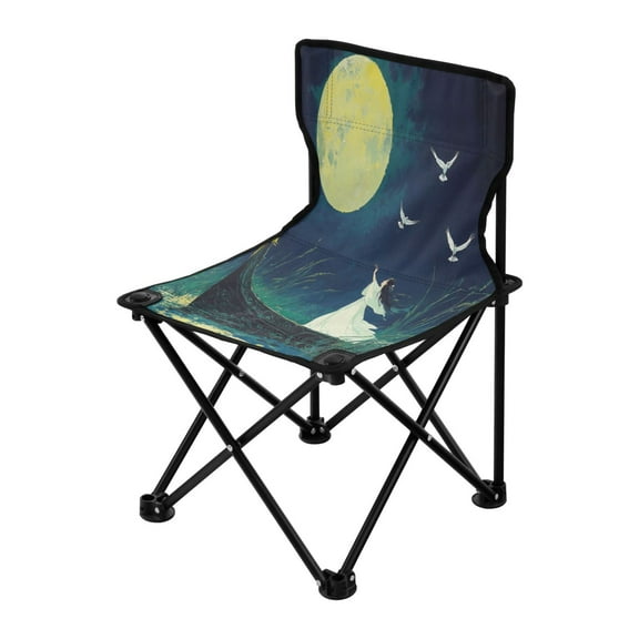 Outdoor Folding Chair 14.46x14.46x22.83 Inches, Camping Folding Chair Easy to Carry Ideal for Outdoor Picnics Camping Park Fishing Moon Beauty