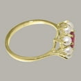 thumbnail image 4 of LBG British Made 10k Yellow Gold Natural Ruby & Cultured Pearl Womens Statement Ring - 33 size options - Size 8.75, 4 of 6