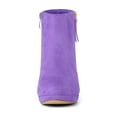 thumbnail image 2 of BLISSFUL STEP Women's Side Zip Low Platform Block Heel Ankle Booties Purple 7.5, 2 of 5
