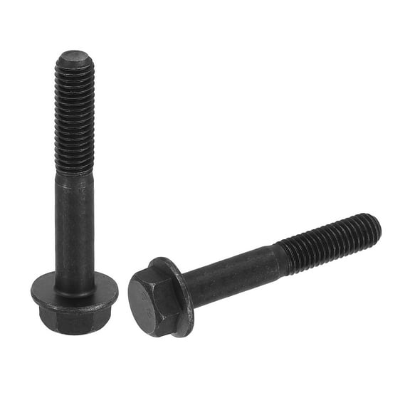 Uxcell 5pcs M8-1.25 x 50mm Flange Hex Head Bolt Partial Thread Metric DIN 6921 Carbon Steel Black Oxide Plated Flanged Hexagon Screws, Black