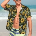 thumbnail image 4 of Uemuo Sunflowers Printed Regular Fit Short Sleeve Casual Hawaiian Shirt for Men,Aloha shirt,Tropical shirt,Floral print shirt,Vacation Beach shirt-Large, 4 of 9