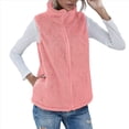 thumbnail image 1 of Chaleco de Felpa Cálido Sin Mangas con Cuello Alto para Mujer, con Cremallera, para Otoño e Invierno, con Bolsillos Rosa M, 1 of 7