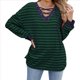thumbnail image 1 of Sudadera Holgada Informal de Larga con Cuello Redondo y Bloques de Color para Mujer Azul Marino S, 1 of 9